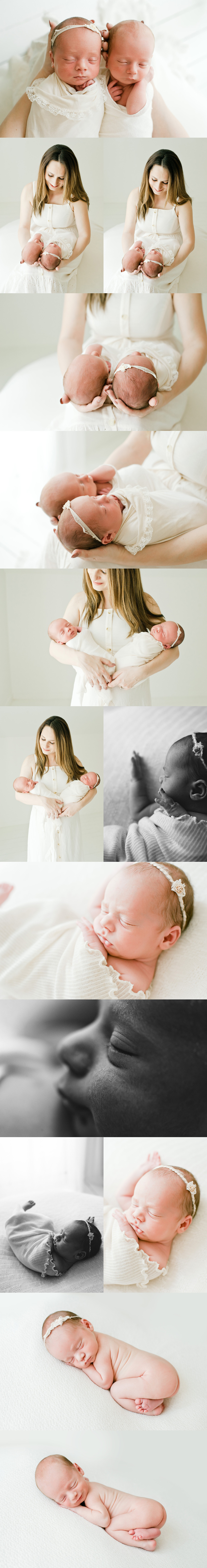 newborn boy girl twins in moms arms