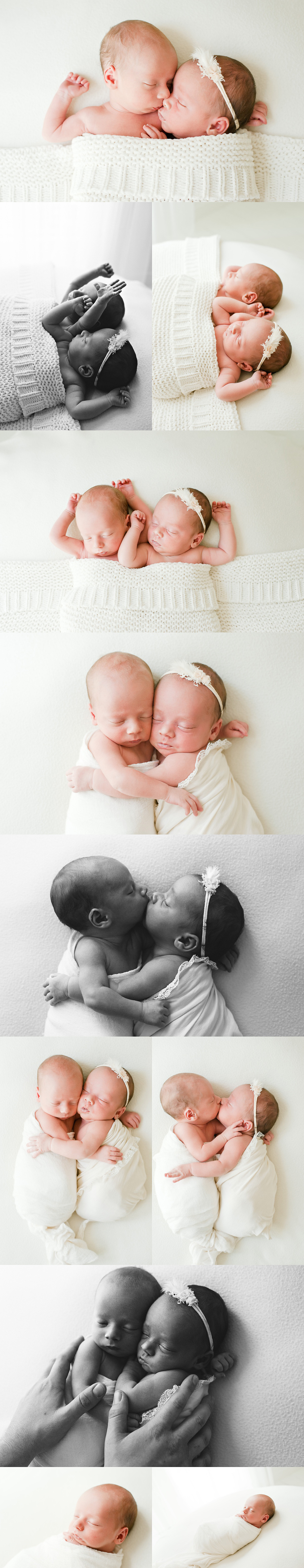 newborn babies wrap their arms around each other