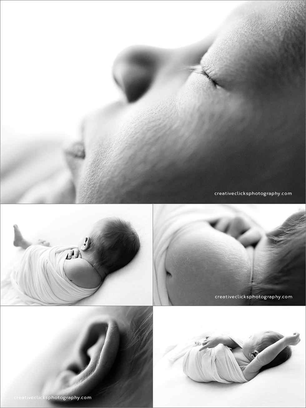 newborn details black and white
