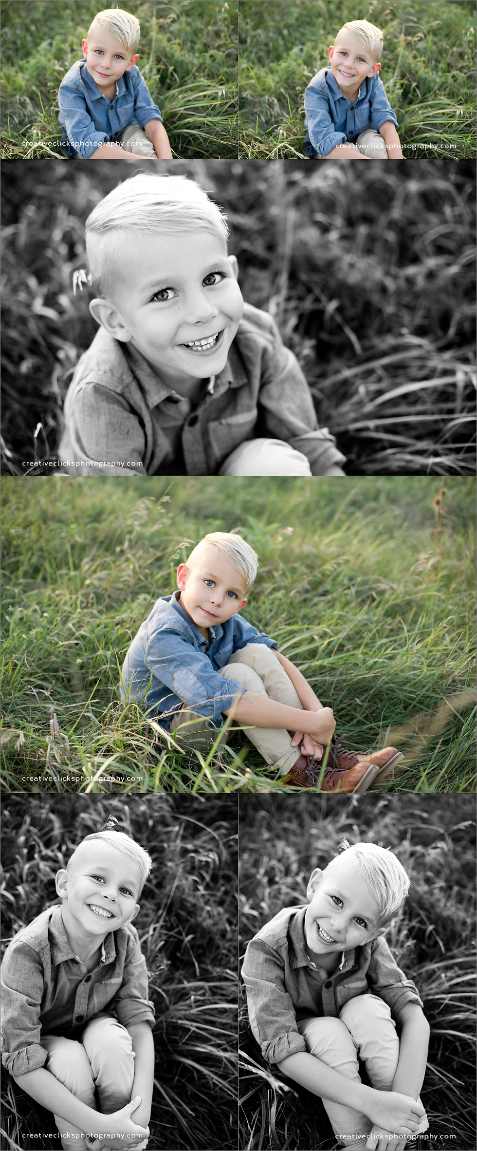 reflective images of six year old in field