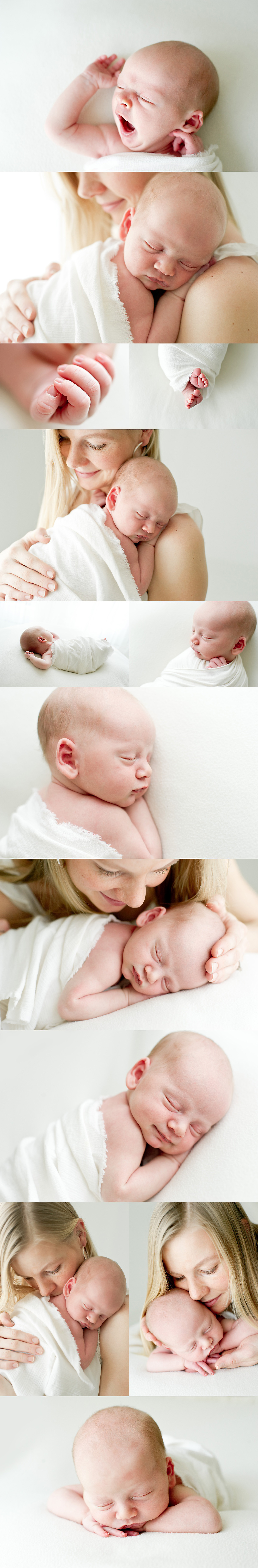 newborn baby boy sleeps in his mothers arms