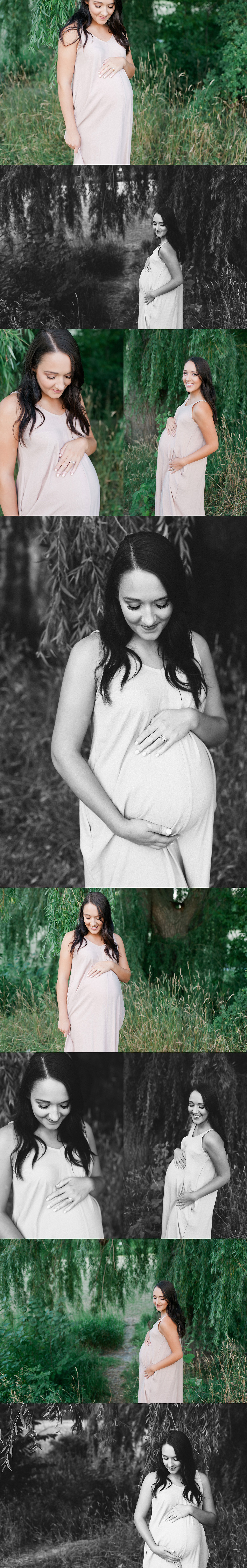 stunning maternity session by weeping willow tree